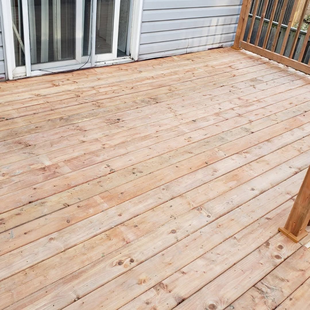 Fresh deck boards on the newly framed surface